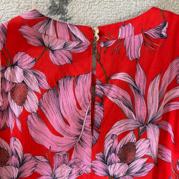 Red and Pink Flower and Leaf Print Dress- Tommy Hilfiger - Picture 3 of 8